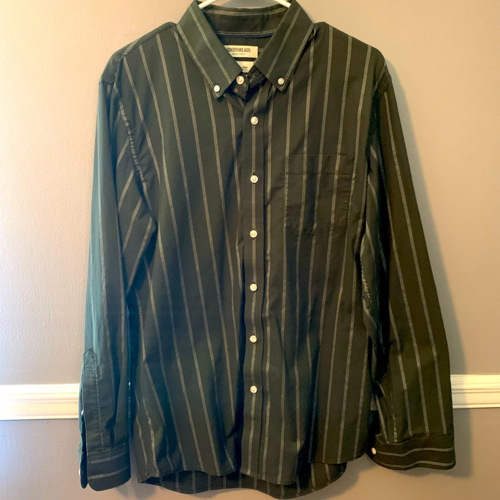 Goodthreads, Men's Slim-Fit, Large, Stretch Oxford, Long Sleeve, Vertical Stripe